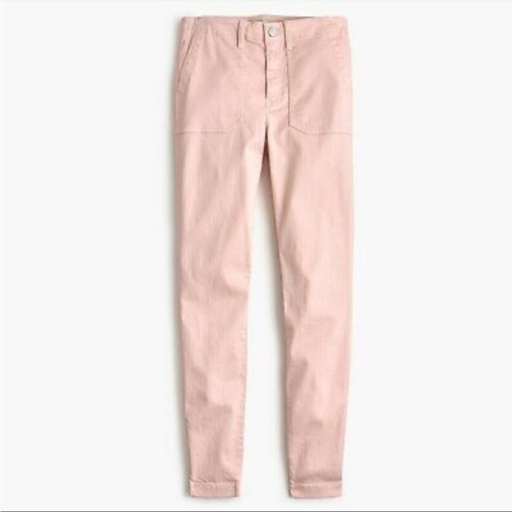 NWT J. Crew TALL LONG Pant Trouser High Rise Utility Patch Pocket Light Pink 25